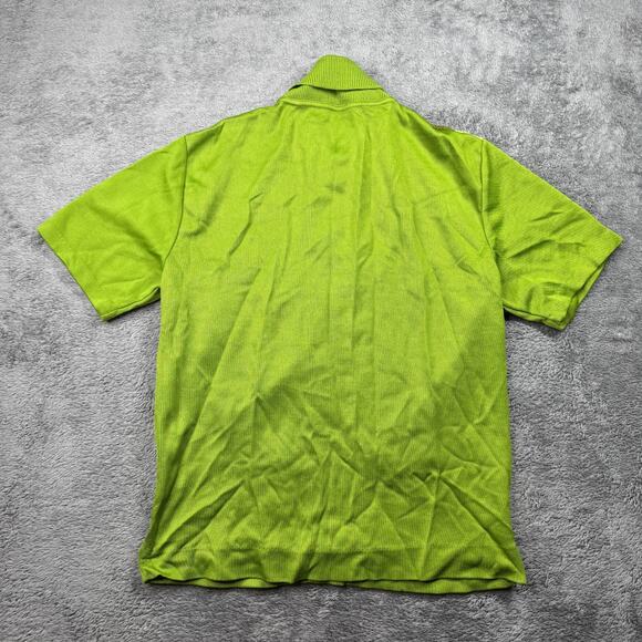 Vintage 60s Carleton California Knit Shirt Lime Green Mod Stripe Dagger Collar M - Picture 4 of 7
